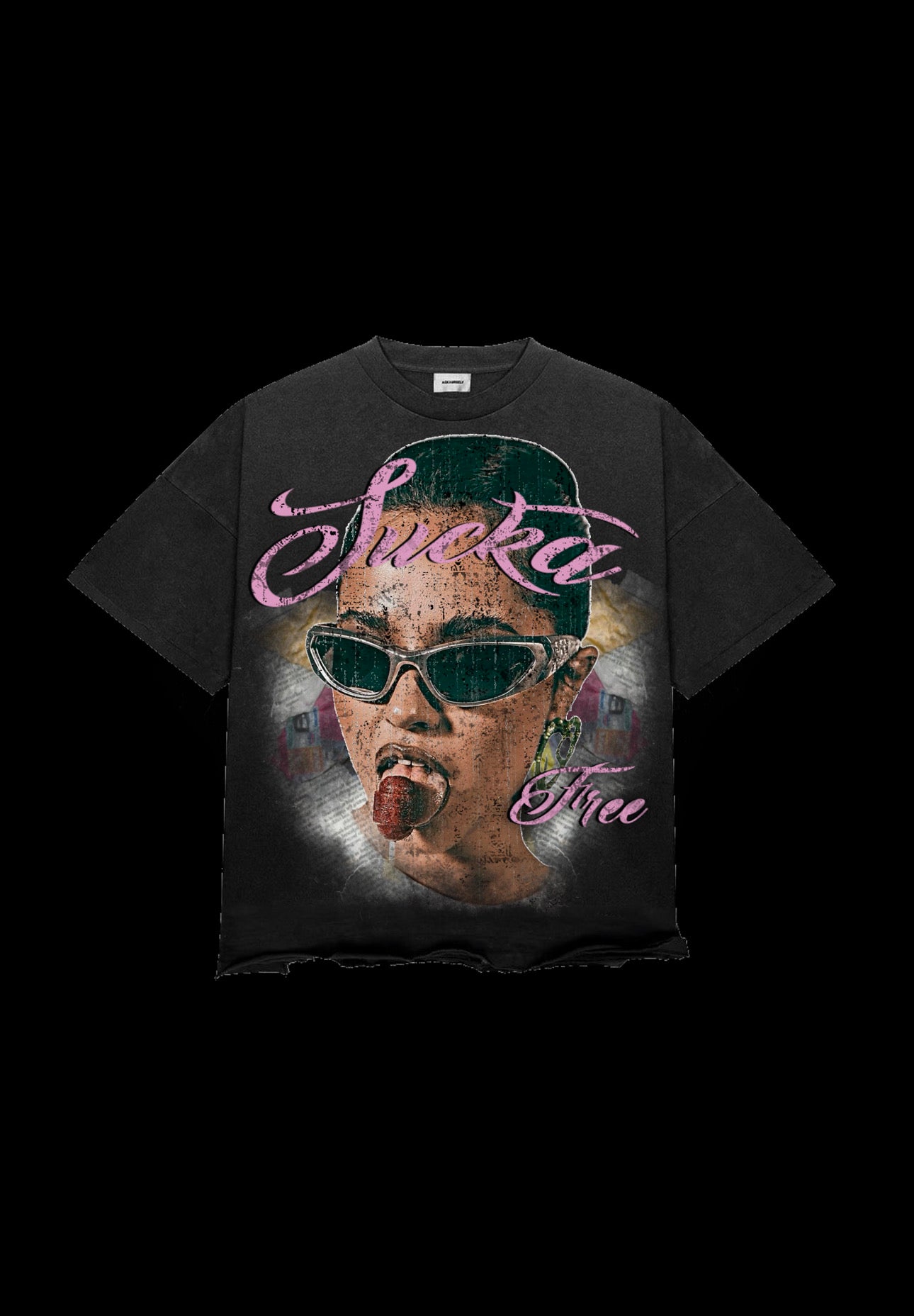 Sucka Free Heavyweight tee Black & Pink